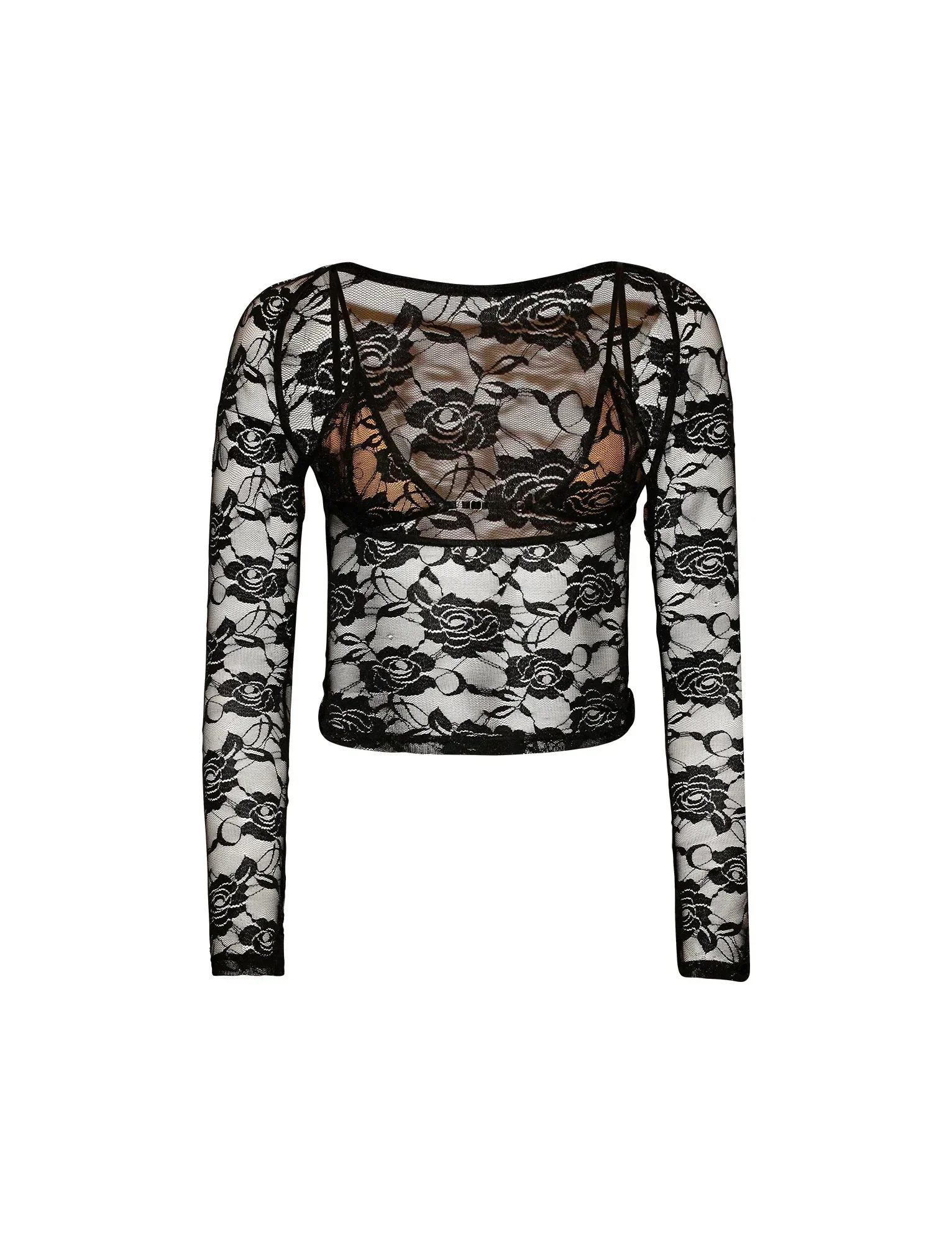 Elegant Sheer lace top with floral pattern - Image 9