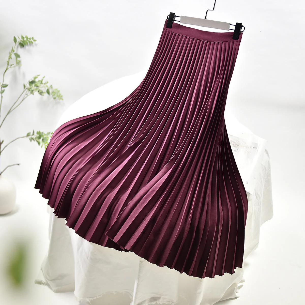 Pleated Satin Skirt for women - Image 4