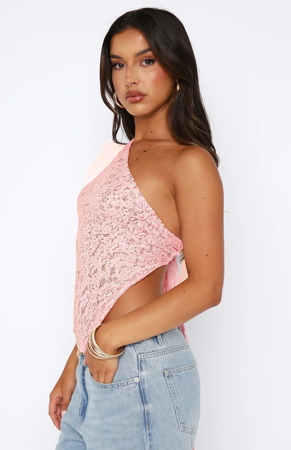 Elegant Lace Top with One Shoulder - Image 3