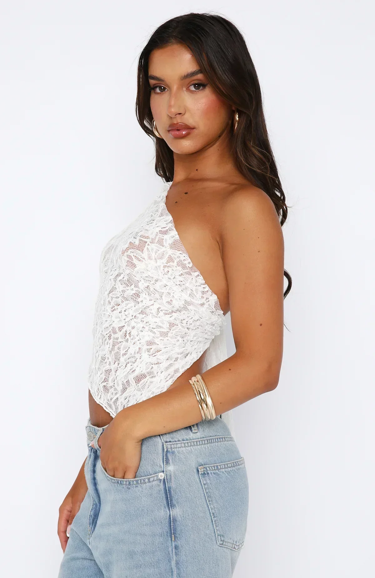 Elegant Lace Top with One Shoulder - Image 6