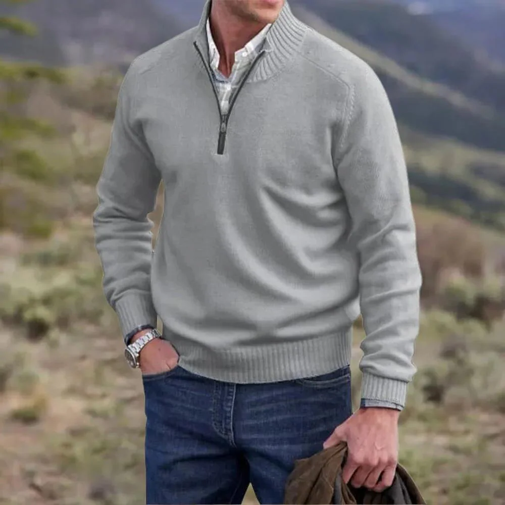 Men's Sweater with Quarter Zip – Regular Fit – Ribbed Collar – Comfortable Casual Style - Image 11