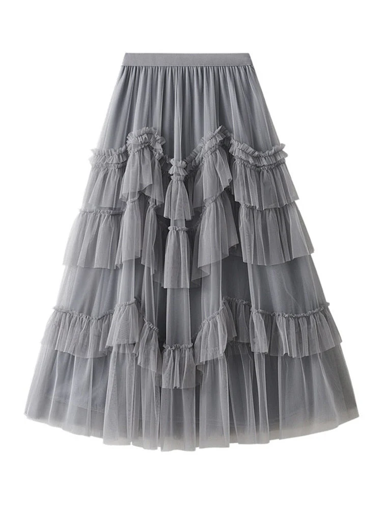 Elegant midi-skirt with layers of tulle - Image 3