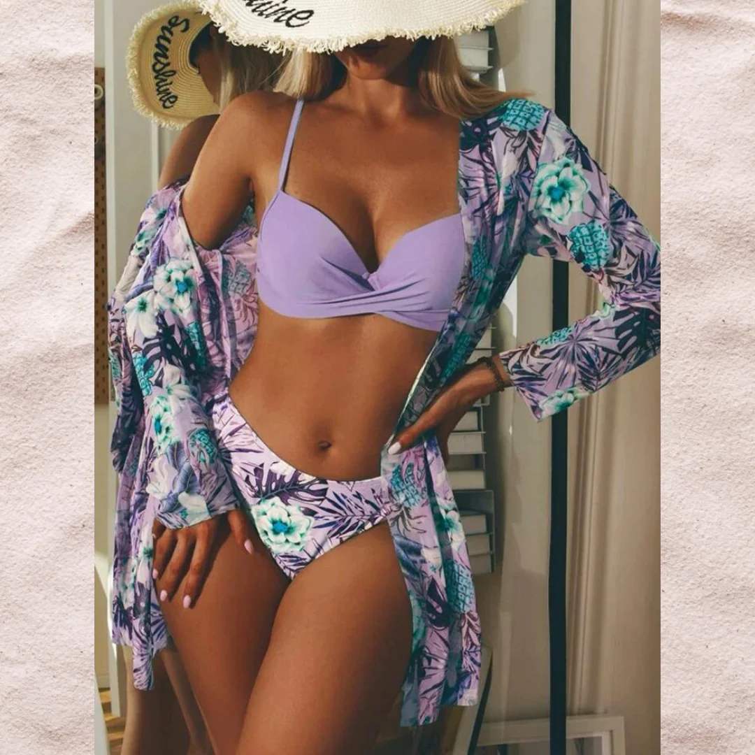 Elena - 3-piece Bikini Set with Floral Print - Image 8