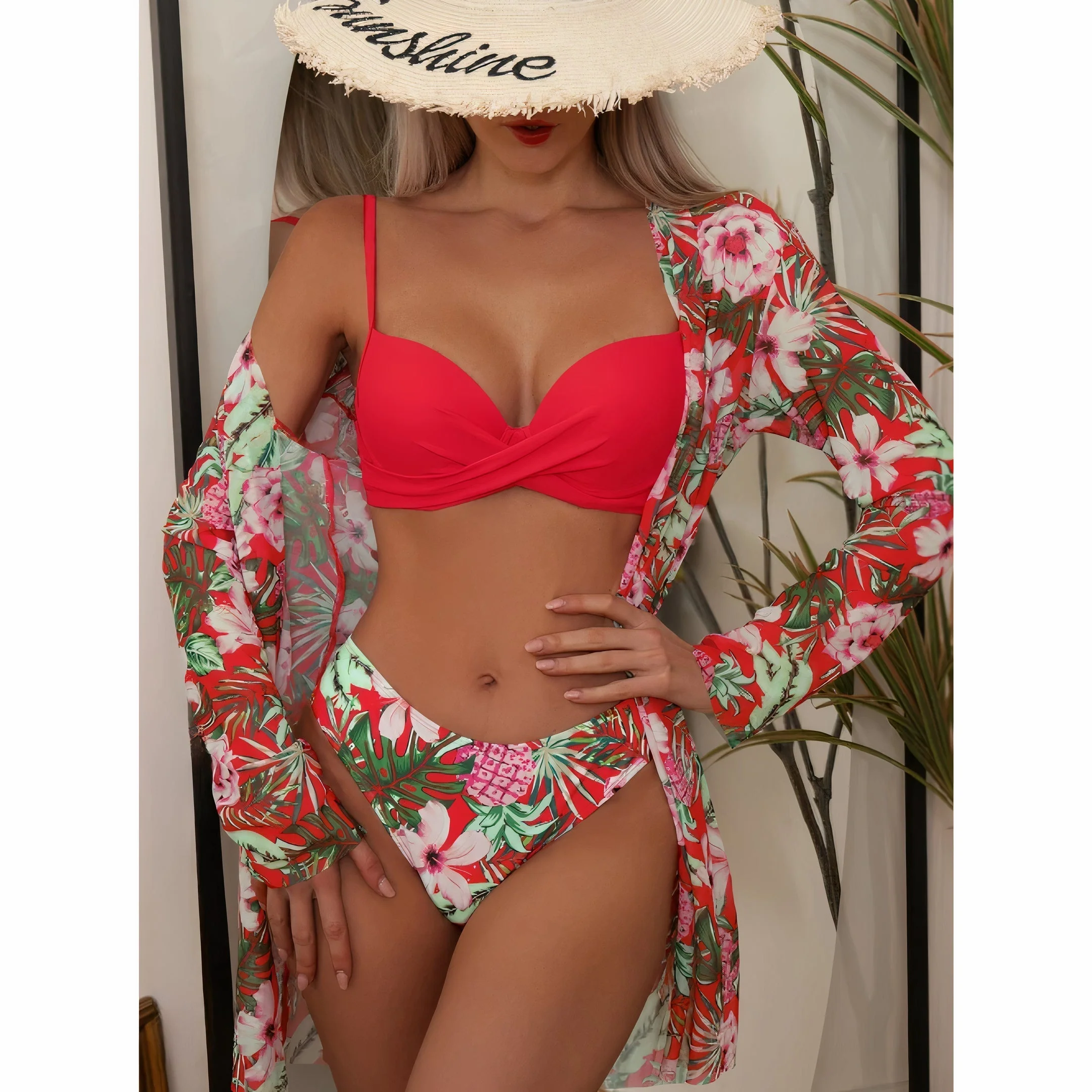 Elena - 3-piece Bikini Set with Floral Print - Image 9