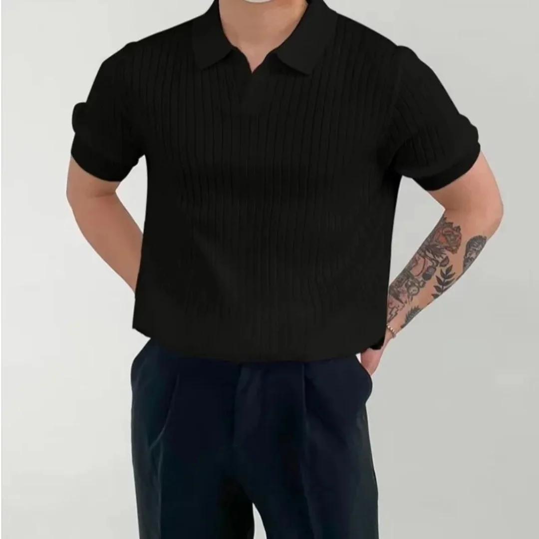 Elijah | Elegant Ribbed Polo For Men - Image 2