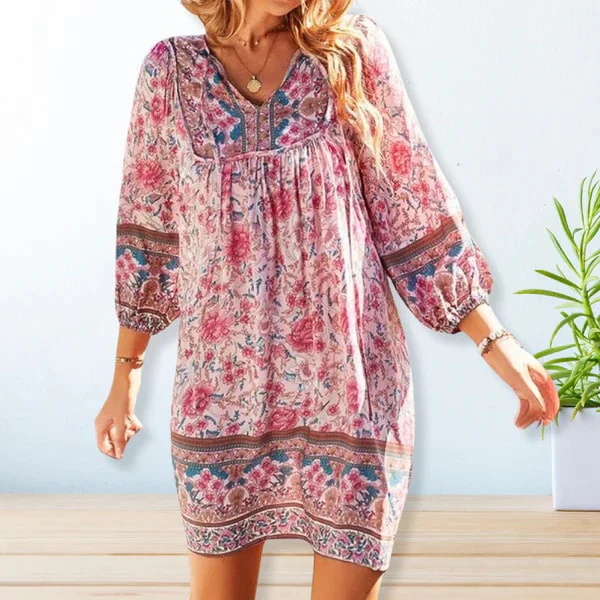 Eline - Elegant Floral Dress with Boho Style - Image 2