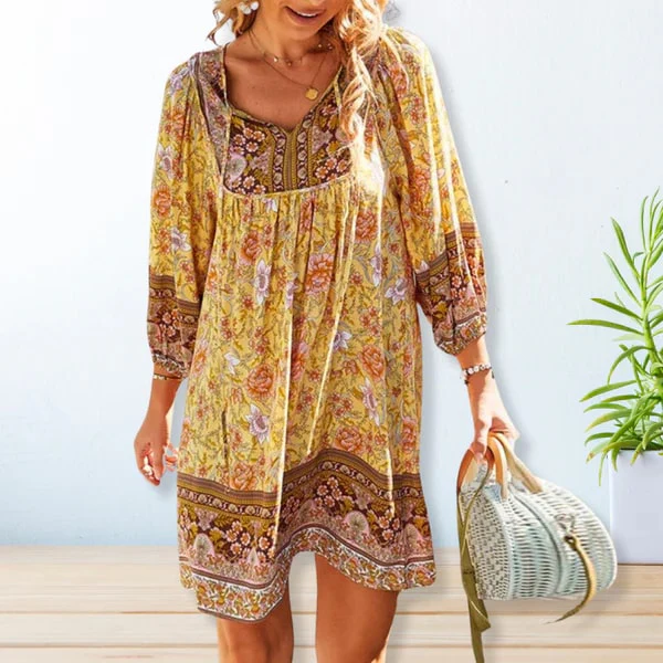 Eline - Elegant Floral Dress with Boho Style - Image 3
