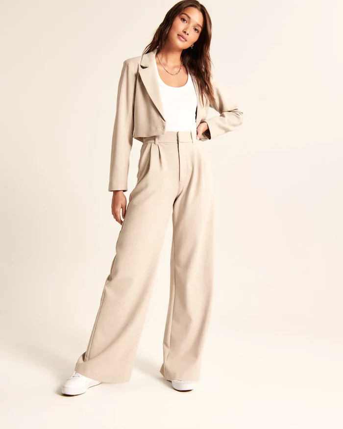 Elisa | Beige Trousers with Wide Legs - Image 2