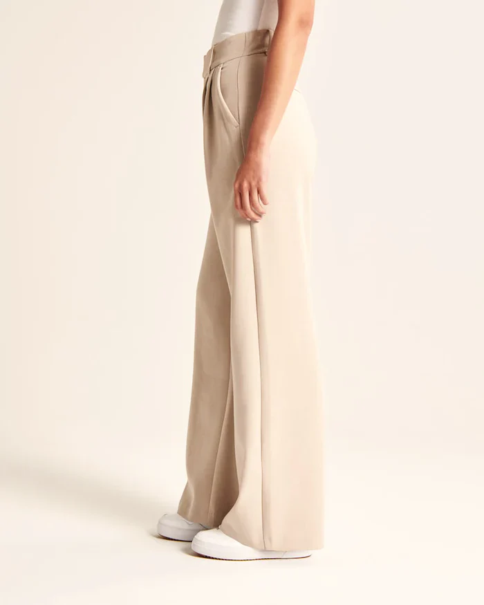 Elisa | Beige Trousers with Wide Legs - Image 4