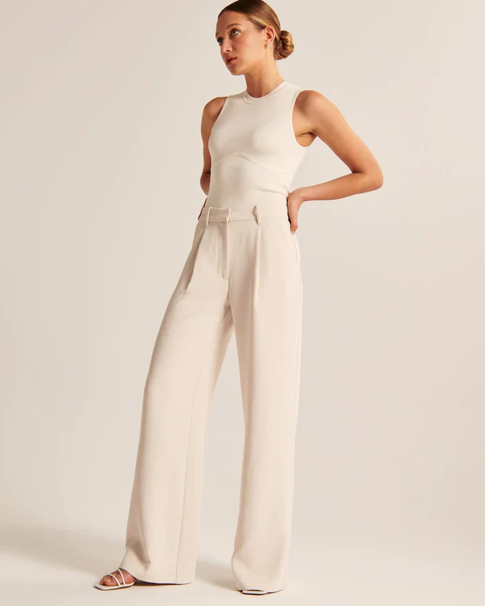 Elisa | Beige Trousers with Wide Legs - Image 7