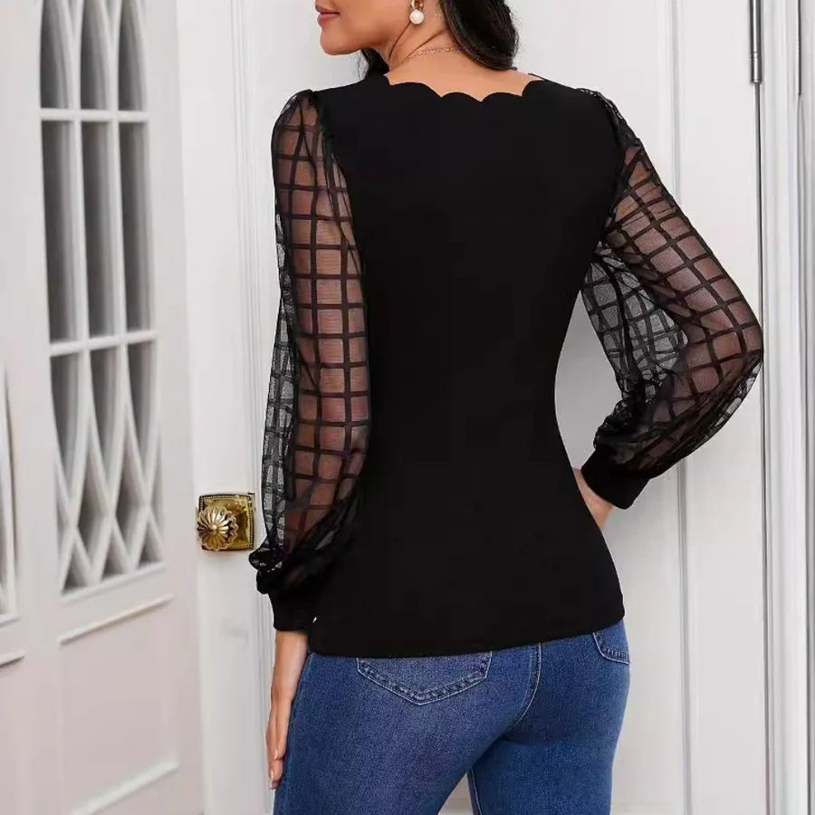 Elisera - Elegant Top with V-Neck and Scalloped Edges - Image 2