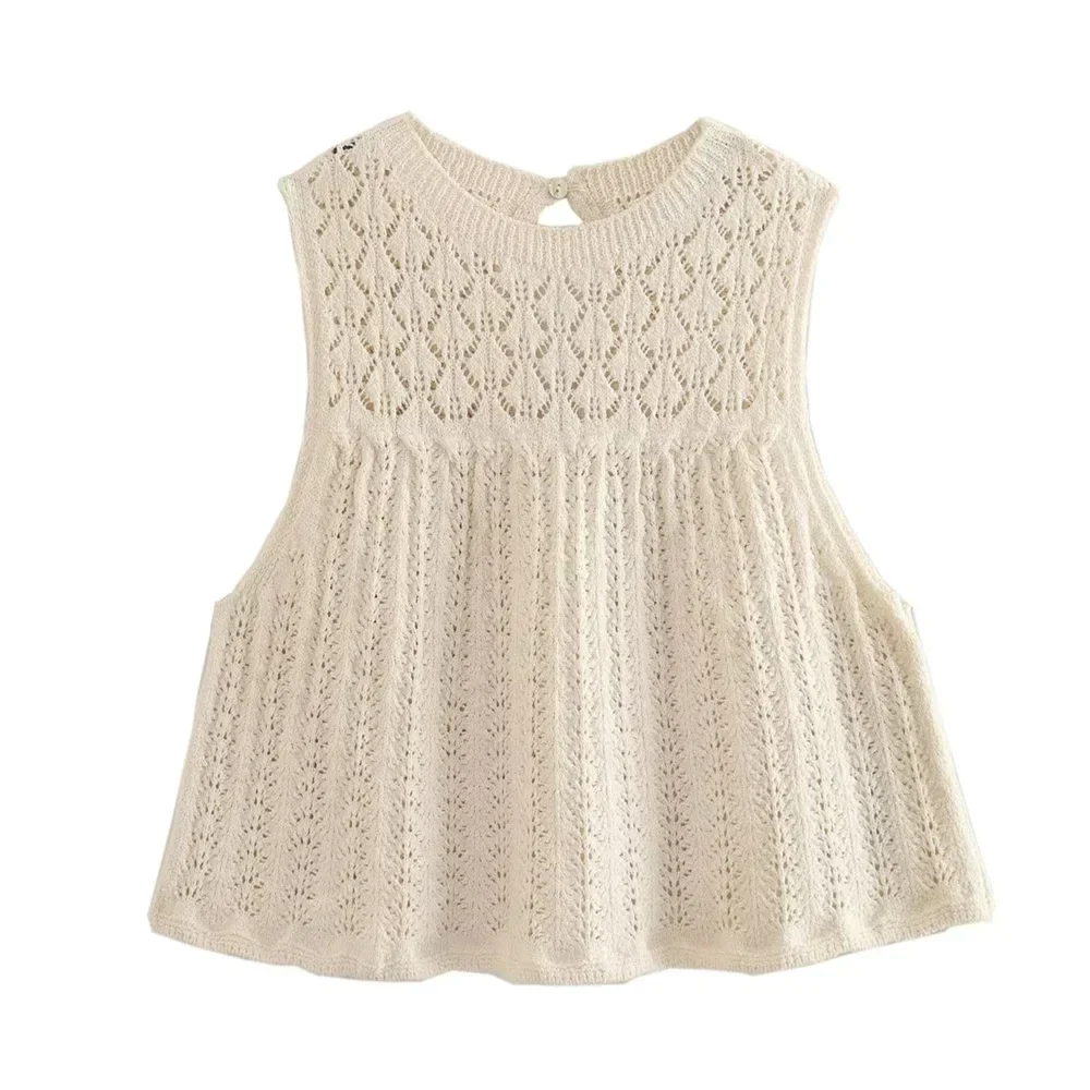 Women's Dress – Crocheted Design – Sleeveless – Airy Fit – Ruffle Detail - Image 2