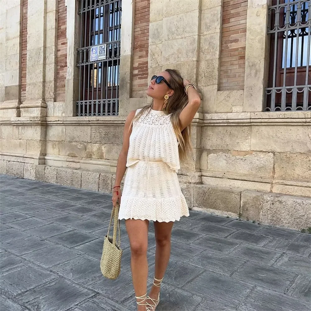 Women's Dress – Crocheted Design – Sleeveless – Airy Fit – Ruffle Detail - Image 5