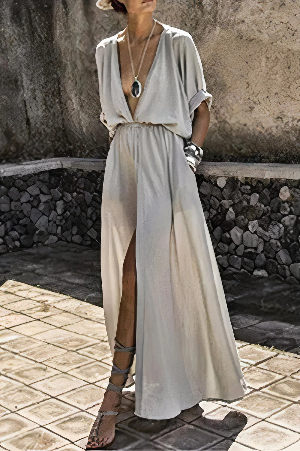 Elmine | Maxi Dress with Deep V-neck - Image 3