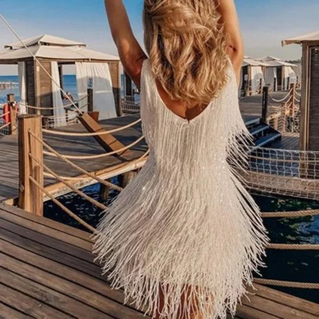 EMA | Mini Dress with Fringe Ideal for Parties - Image 9