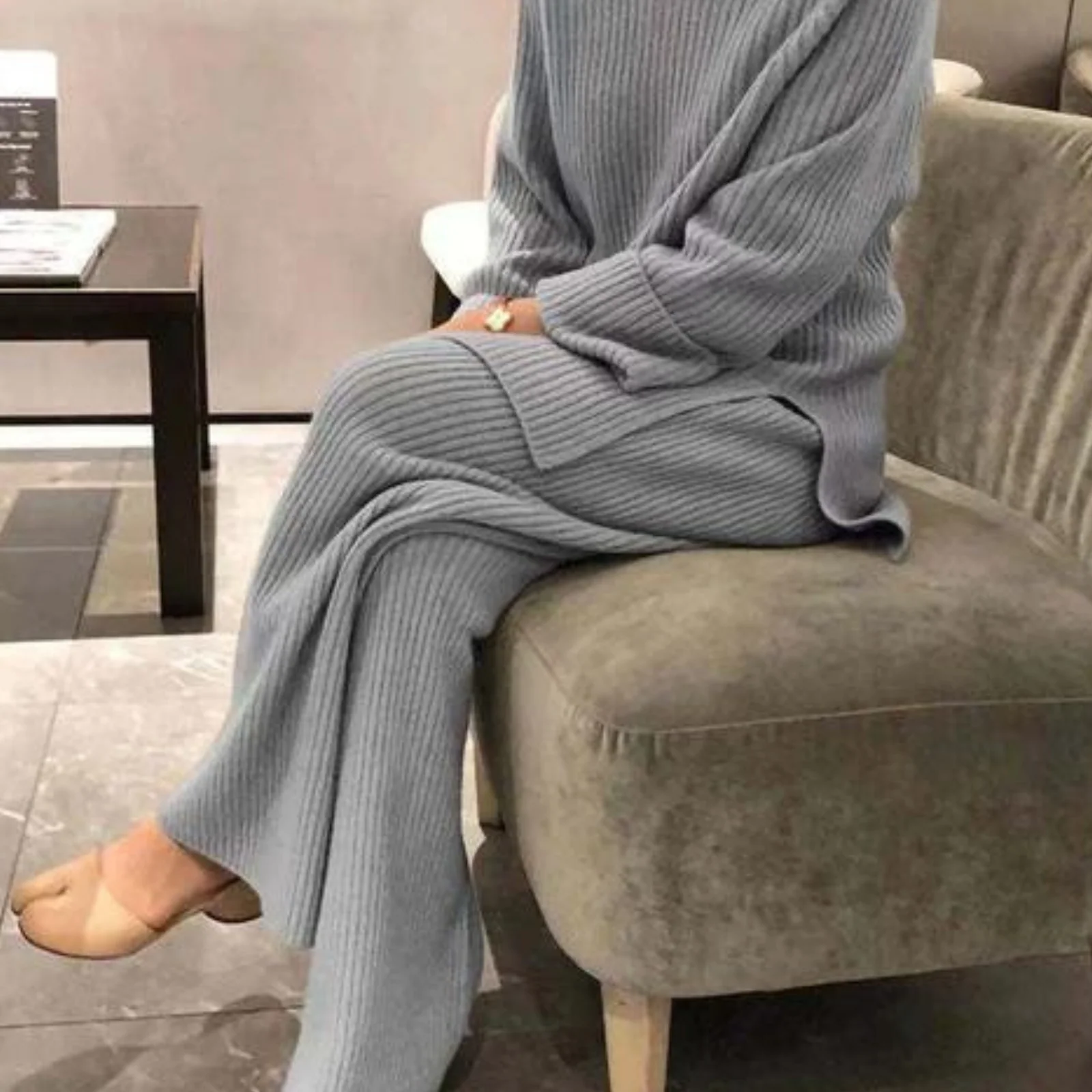 Emily | Casual knitted sweater and pants set - Image 2