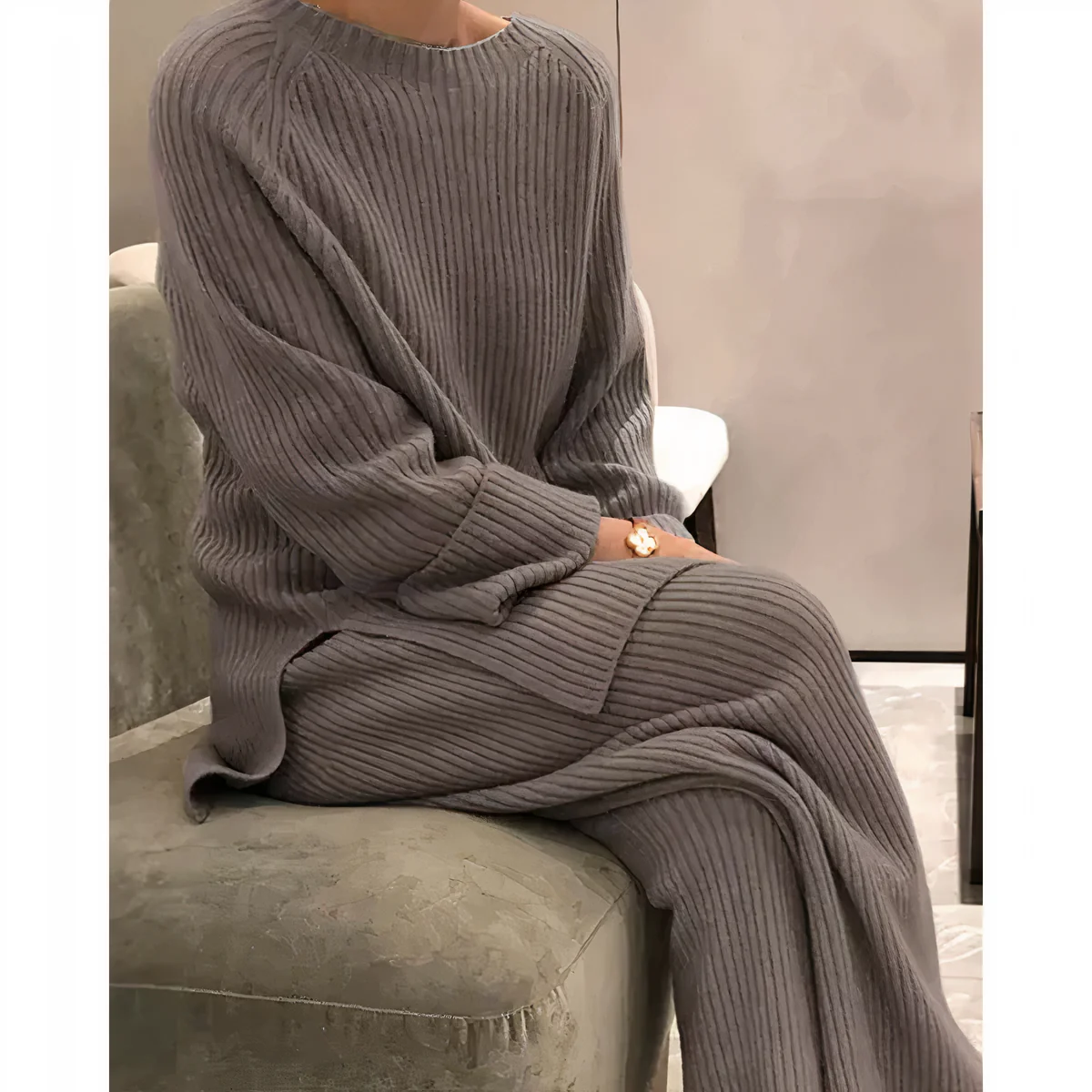 Emily | Casual knitted sweater and pants set - Image 3