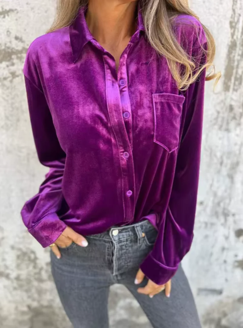 Estelle | Velvet Button-Up Blouse - Image 8