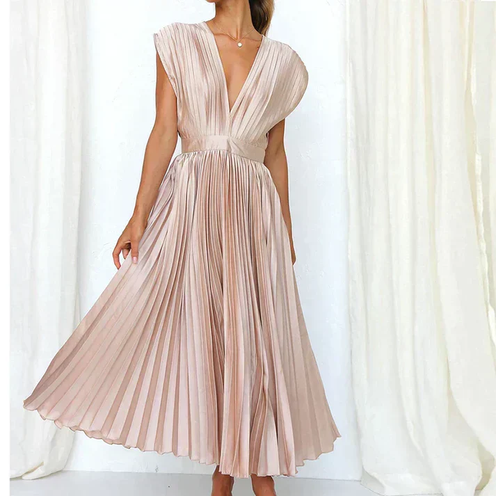 Esther - Maxi-dress with V-neck and pleats - Image 2