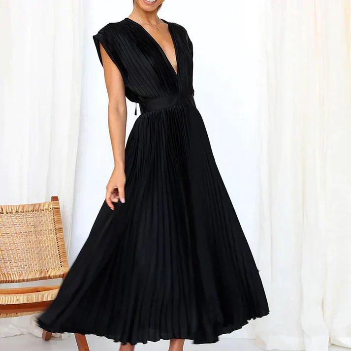 Esther - Maxi-dress with V-neck and pleats - Image 4