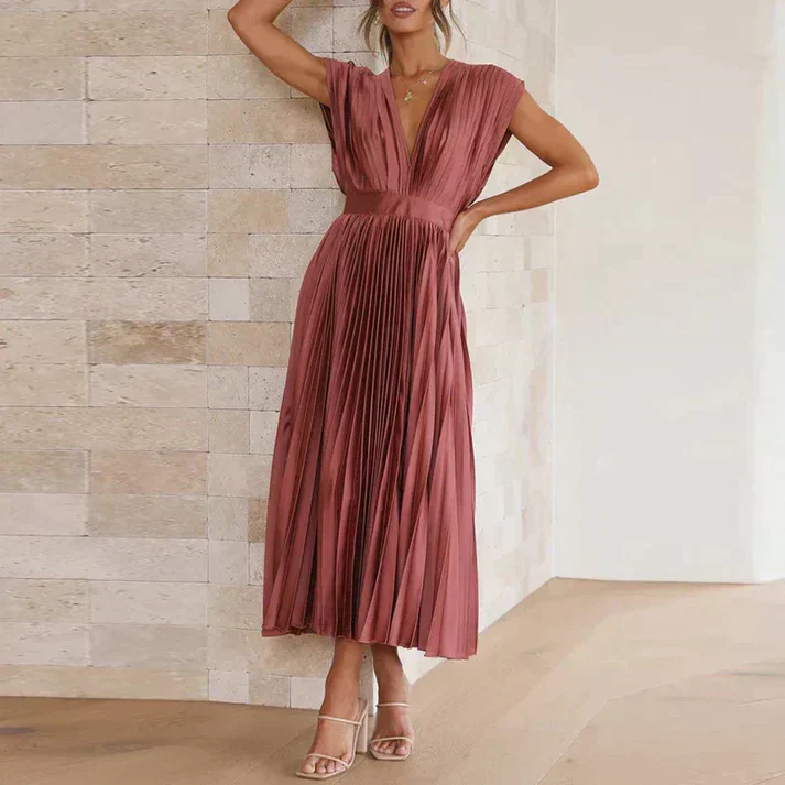 Esther - Maxi-dress with V-neck and pleats - Image 5