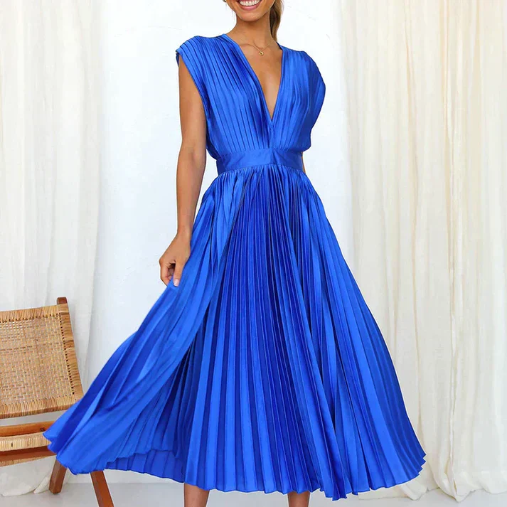 Esther - Maxi-dress with V-neck and pleats - Image 7