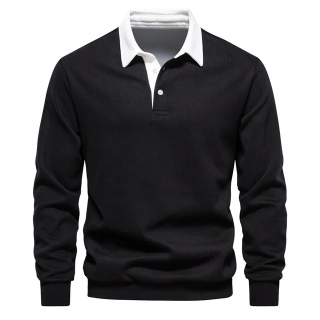 Men's Polo Longsleeve - Cotton mix - Regular Fit - Ribbed Cuffs - Breathable Casual Model - Image 4