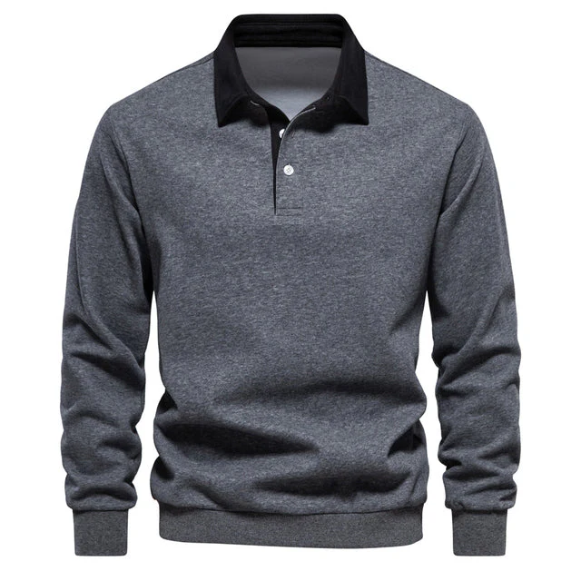 Men's Polo Longsleeve - Cotton mix - Regular Fit - Ribbed Cuffs - Breathable Casual Model - Image 5