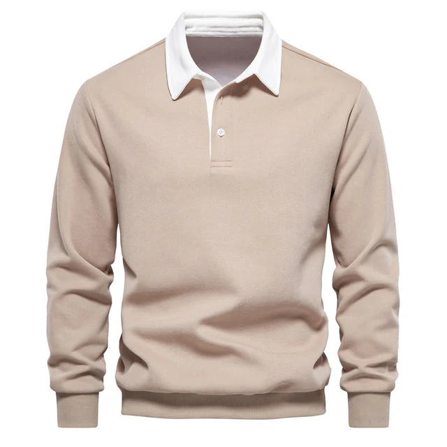Men's Polo Longsleeve - Cotton mix - Regular Fit - Ribbed Cuffs - Breathable Casual Model - Image 6