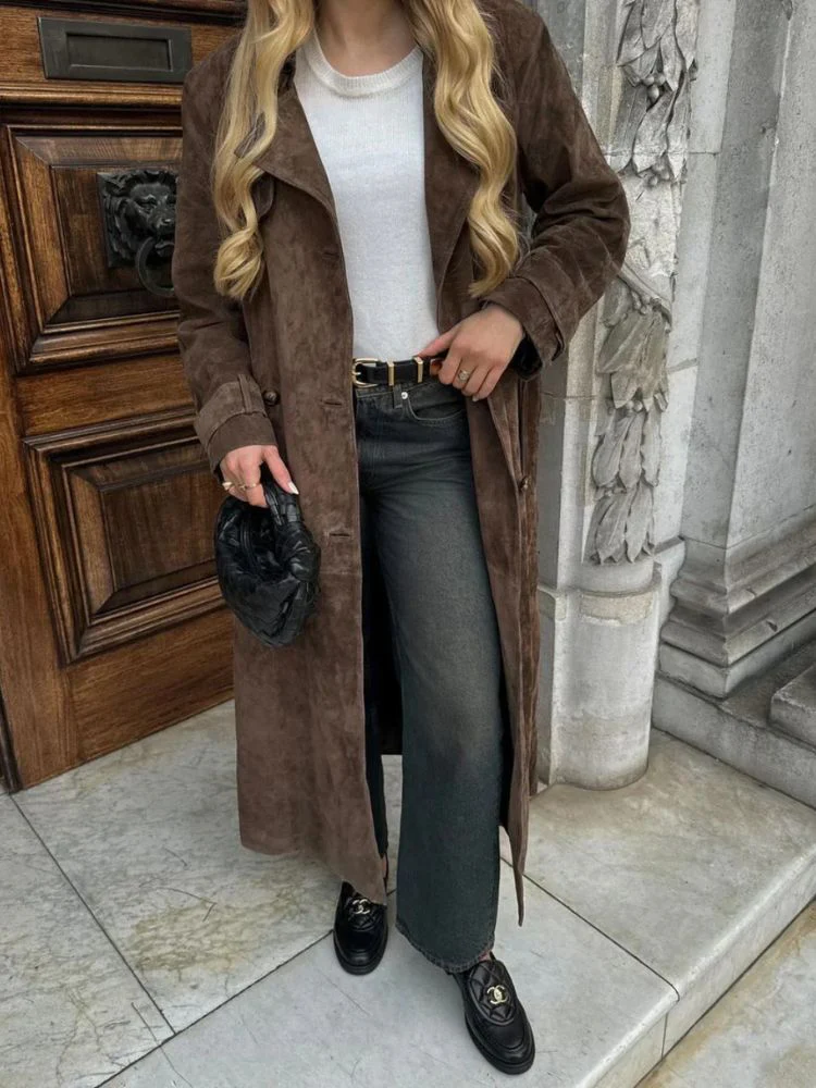Evy | Elegant Long Suede Coat - Image 2