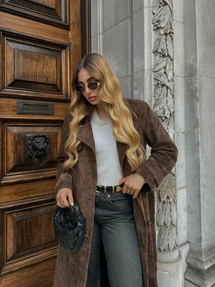 Evy | Elegant Long Suede Coat - Image 3
