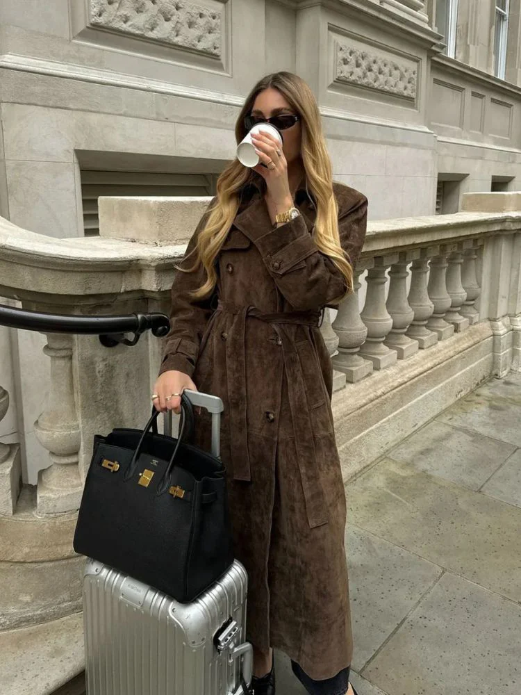 Evy | Elegant Long Suede Coat - Image 4