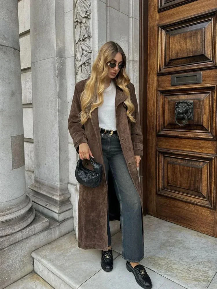 Evy | Elegant Long Suede Coat - Image 5