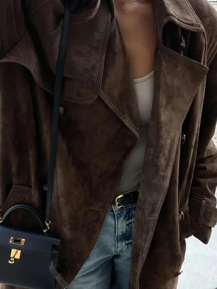 Evy | Elegant Long Suede Coat - Image 6