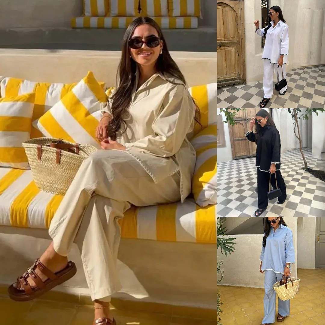 Fashion-Forward Two-Piece Women's Set with Wide Legs - Image 2