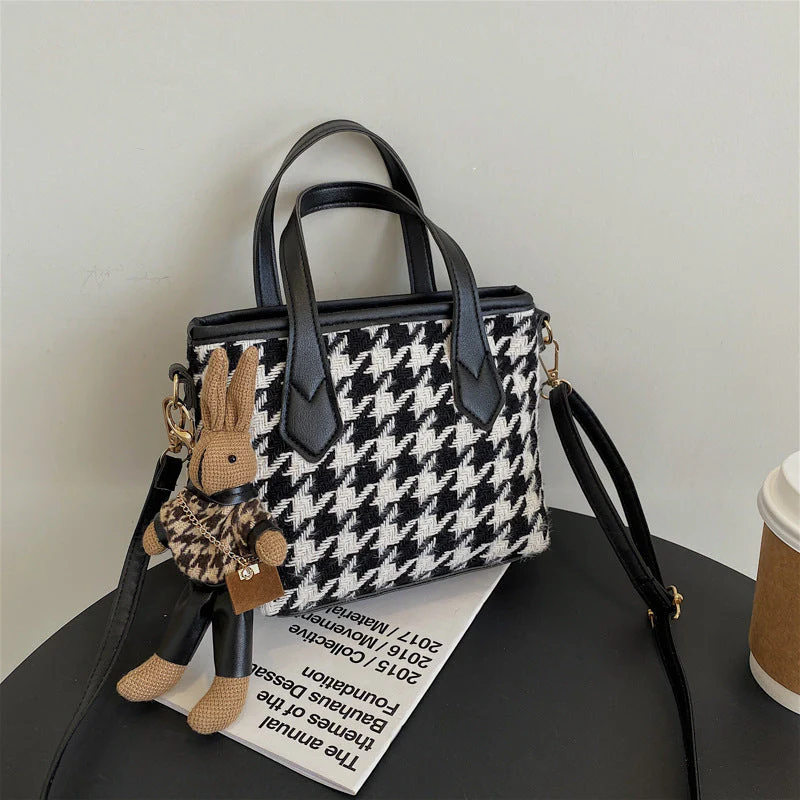 Ladies Handbag – Houndstooth Design – Adjustable Shoulder Strap – Stylish & Functional - Image 10
