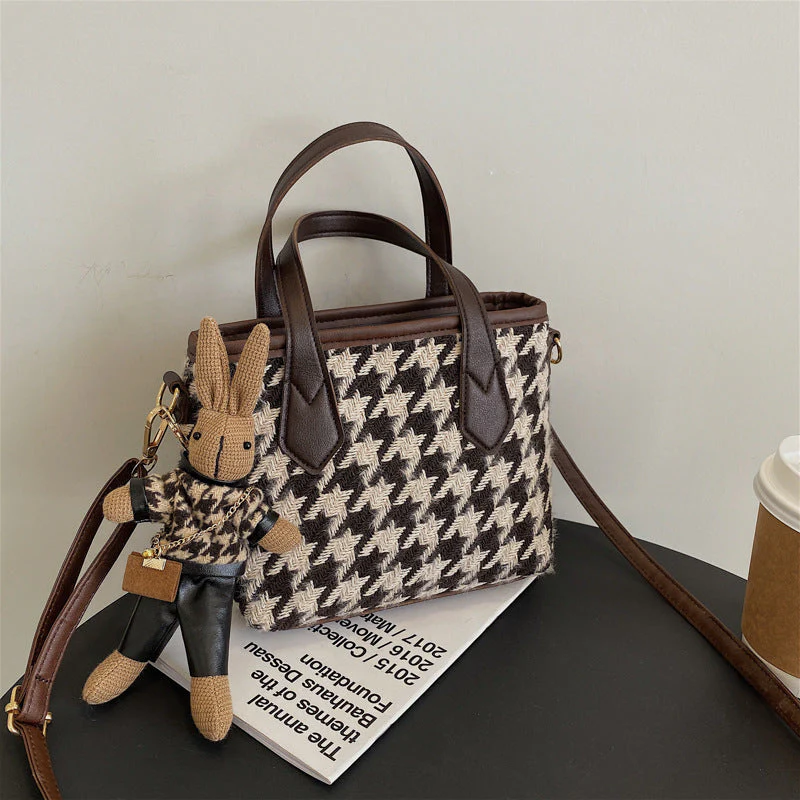 Ladies Handbag – Houndstooth Design – Adjustable Shoulder Strap – Stylish & Functional - Image 13