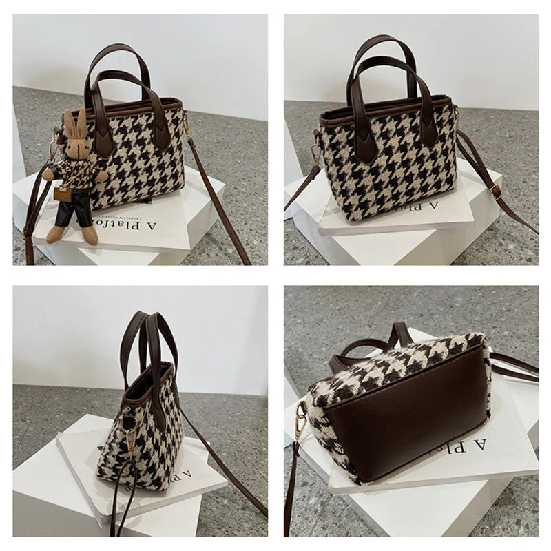 Ladies Handbag – Houndstooth Design – Adjustable Shoulder Strap – Stylish & Functional - Image 14