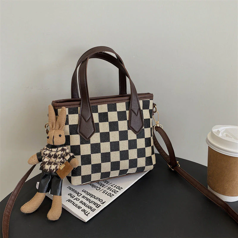 Ladies Handbag – Houndstooth Design – Adjustable Shoulder Strap – Stylish & Functional - Image 3