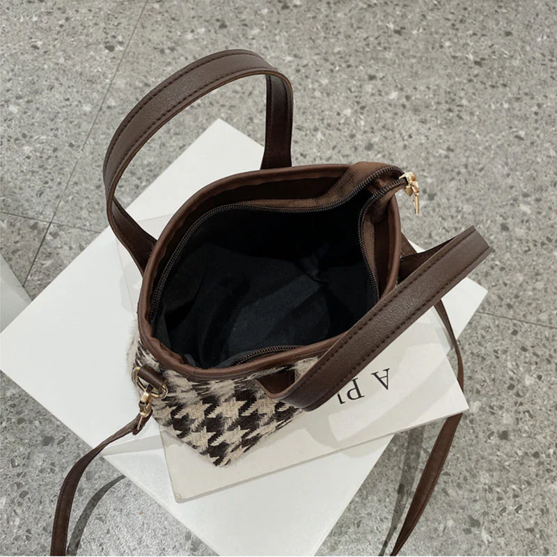 Ladies Handbag – Houndstooth Design – Adjustable Shoulder Strap – Stylish & Functional - Image 7