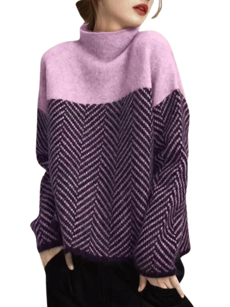 Nina's Winter Warmth Khaki Turtleneck Sweater - Image 3