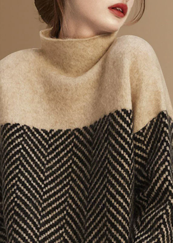 Nina's Winter Warmth Khaki Turtleneck Sweater - Image 4