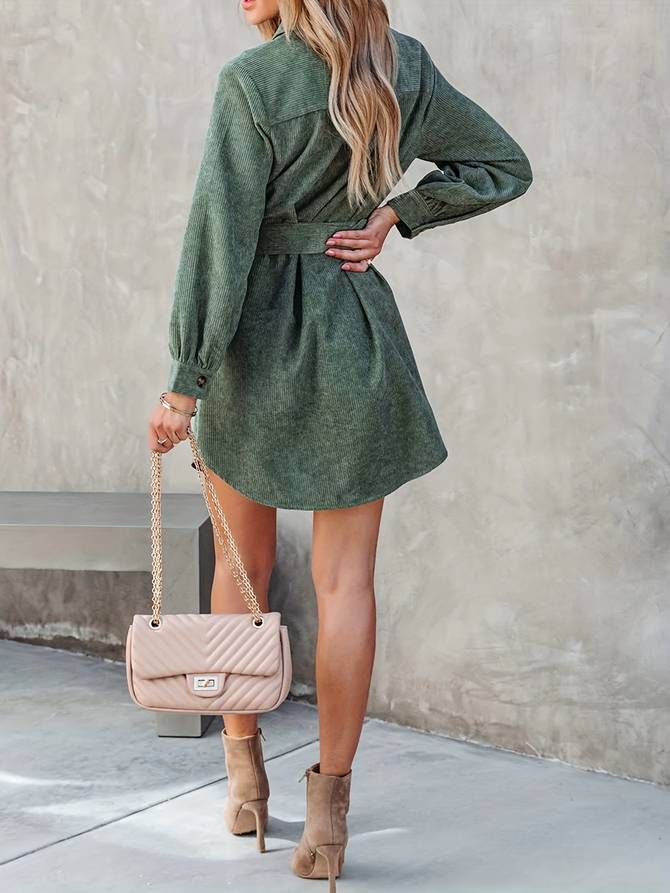 Flona | Corduroy Mini Dress - Image 2
