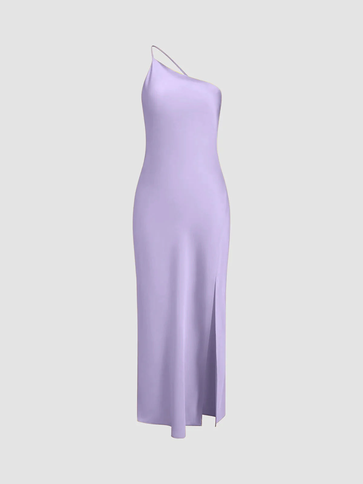 Ladies Slip Dress – Silky-Soft Satin Look – One-Shoulder – Midi Length – With Slit - Image 10