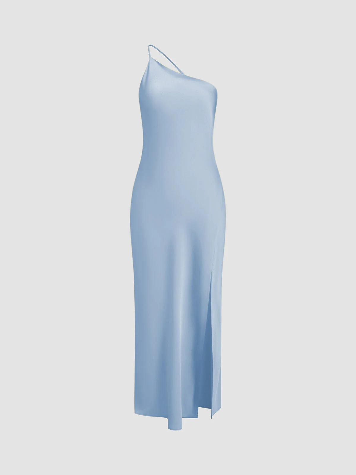 Ladies Slip Dress – Silky-Soft Satin Look – One-Shoulder – Midi Length – With Slit - Image 11