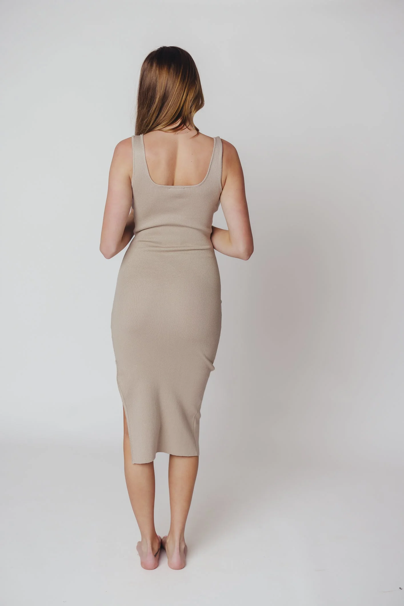 Florence | Knitted Dress with Square Neckline and Split - Image 7