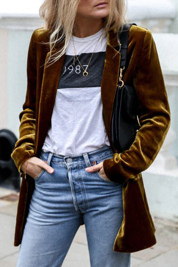 Velvet blazer - stylish long women's coat for casual and elegant looks - Image 11