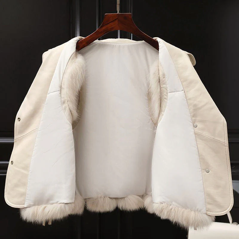 Francesca Regular Fit Vest | Collared Lapel Fur Trim Vest - Image 3