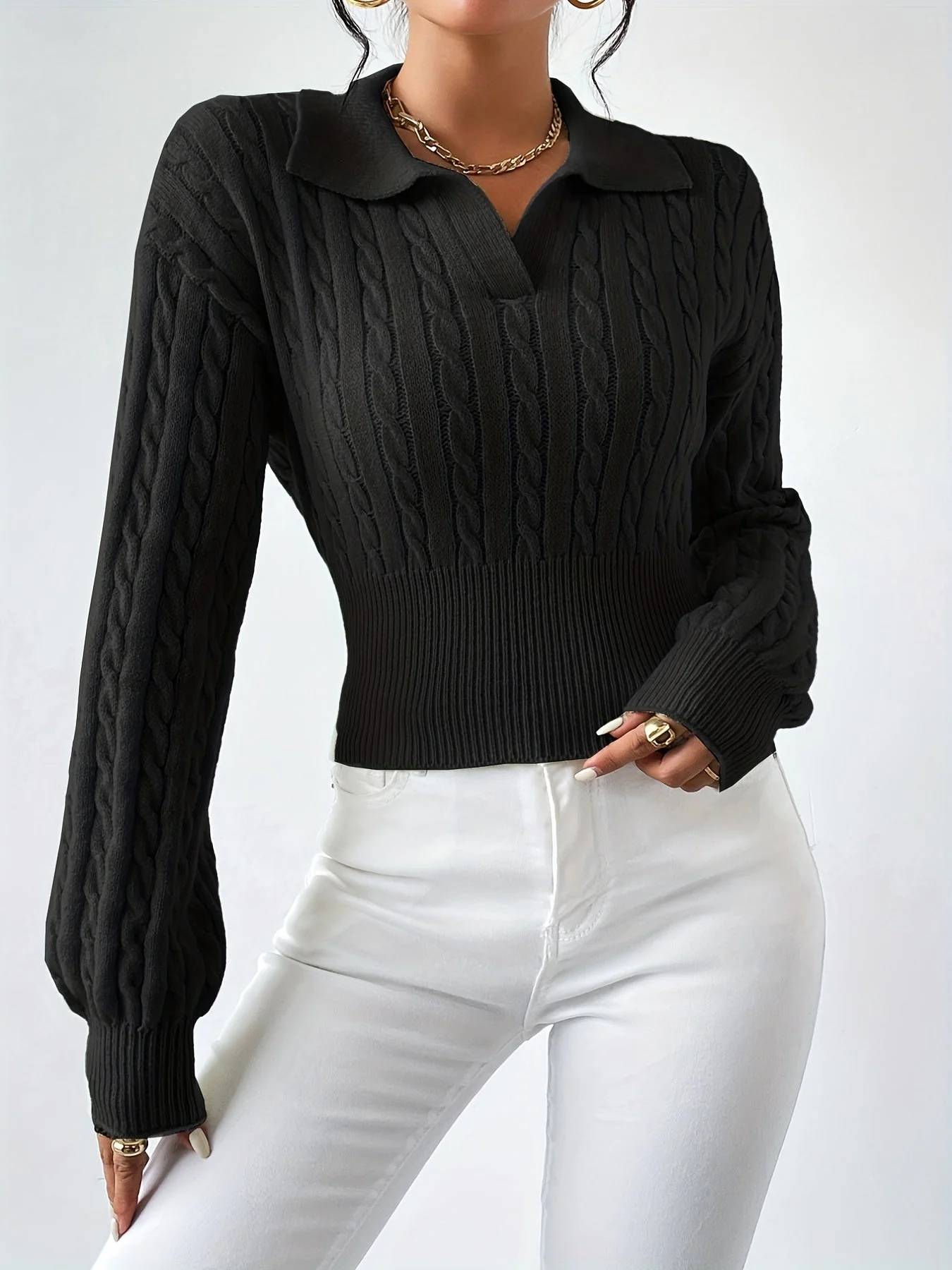 Twisted knitted top for women - Image 3