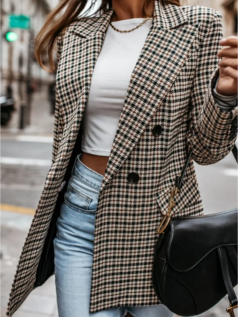 Ladies Blazer - Pied-de-Poule - Tailored Fit - Double-Breasted - Classic Look - Image 3